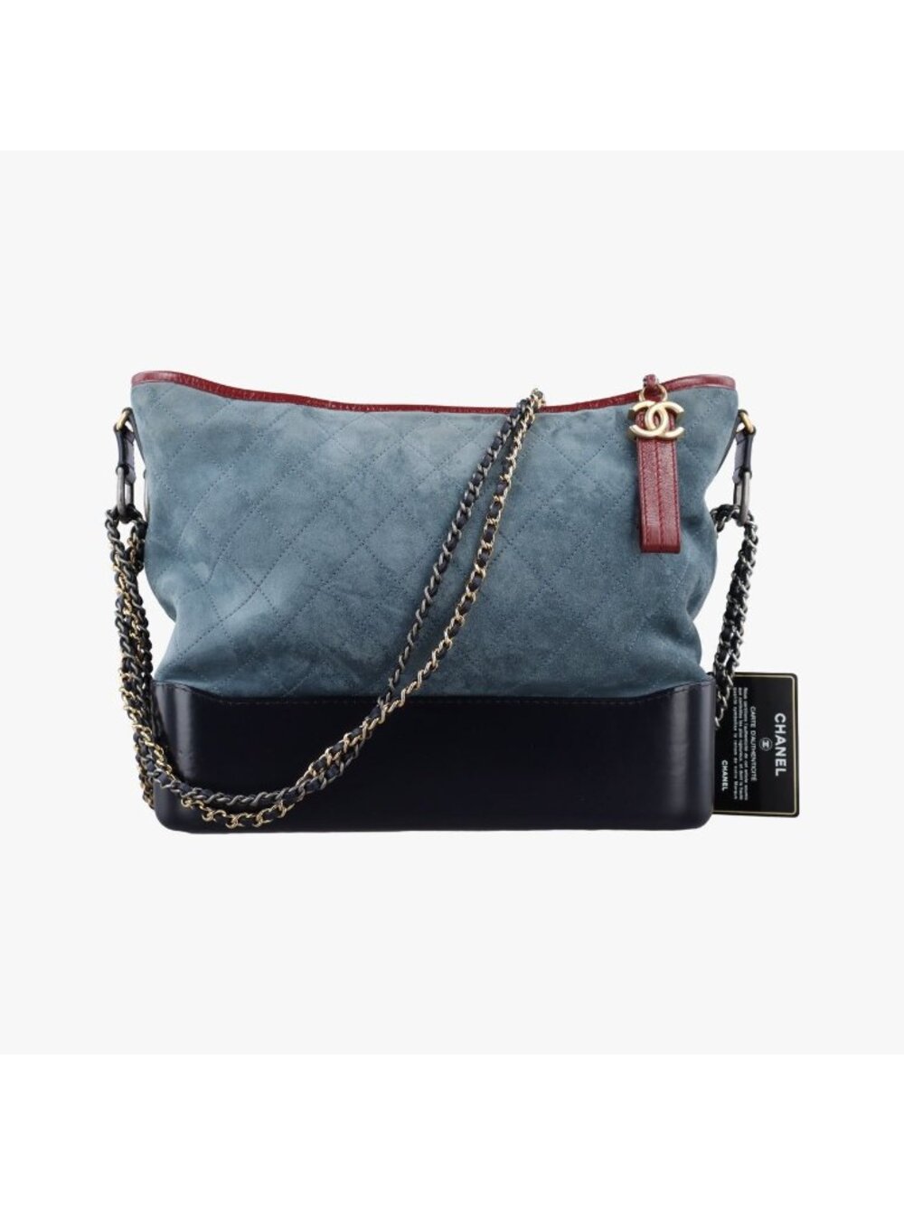 Chanel Gabrielle Blue Black Red Leather Suede Handbag